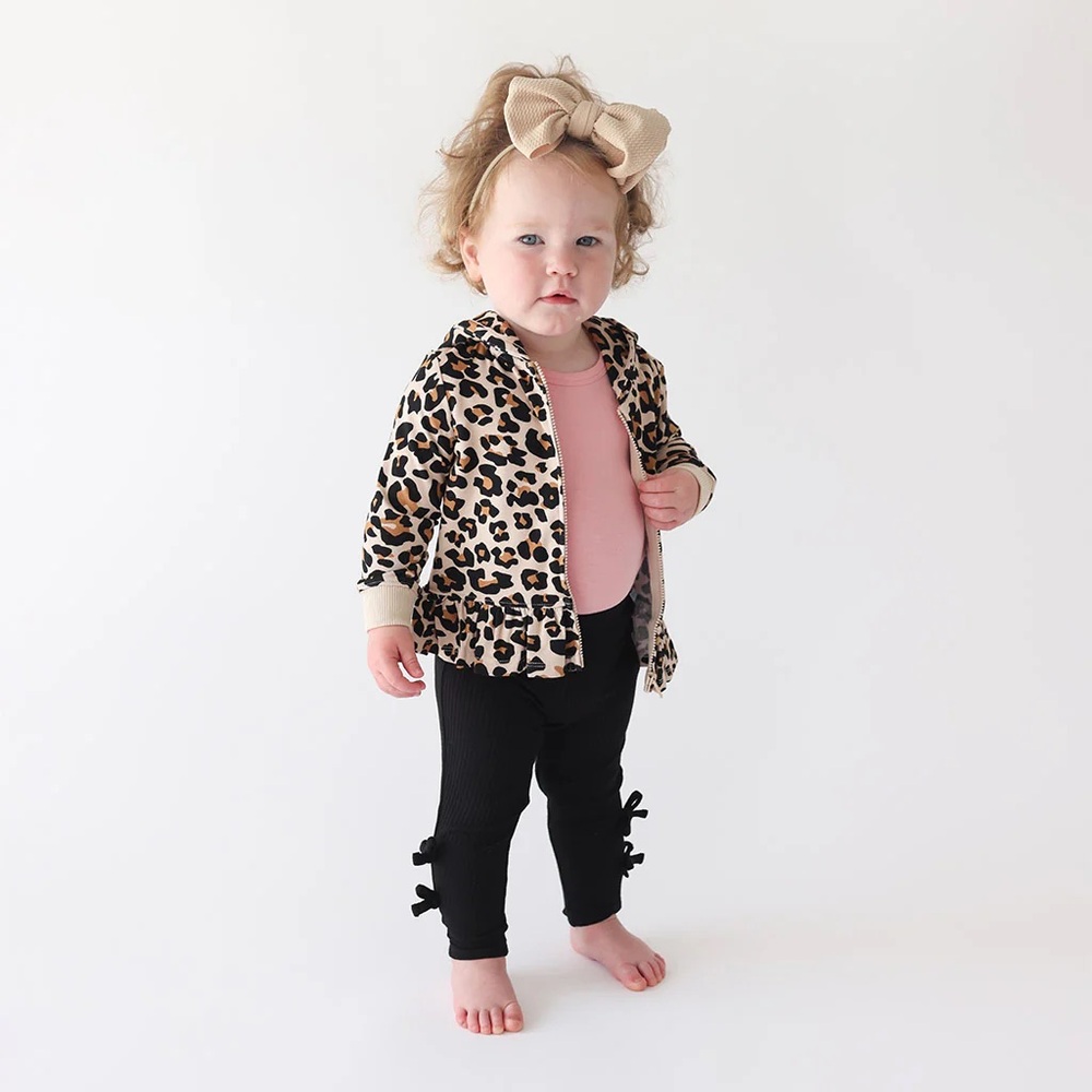 Posh Peanut Lana French Terry Long Sleeve Ruffled Zippered Hoodie, 3-4T